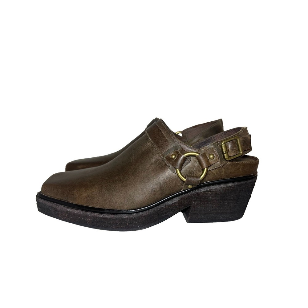 Jeffrey Campbell Rockaways Slingback Mule Size 8 Brown Leather Alix Harness